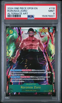 2024 ONE PIECE OP06-WINGS OF THE CAPTAIN ALTERNATE ART #118 RORONOA ZORO PSA 9 - Image 1