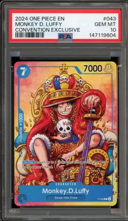 One Piece CCG Monkey.D.Luffy Convention Exclusive P-043 PSA 10 Gem Mint - Image 1