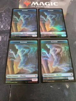 Mtg. 4x Illusion Double-Sided Tokens. Foil. Zendikar Rising. Nm - Image 1