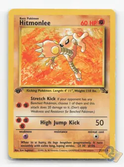 Pokemon TCG - Hitmonlee 22/62 Heavily Played Rare Fossil 1st Edition - Image 1