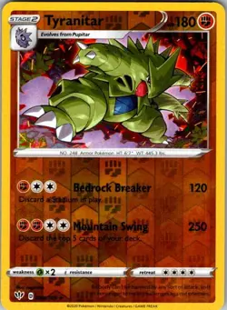 Tyranitar 088/189 Darkness Ablaze Pokemon Reverse Holo Near Mint - Image 1