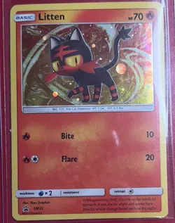 POKEMON LITTEN SM23 SM PROMO HOLO BASIC HP 70 BITE FLARE - Image 1