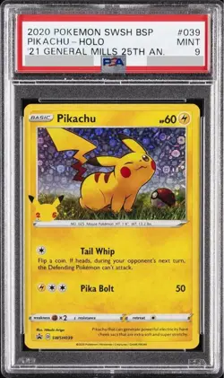 PSA9 Pikachu Holo Promo English Version General Mills Pokemon Card - Image 1