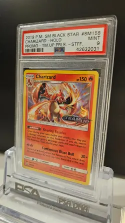 PSA 9 Pokemon Staff Team Up Prerelease Charizard Black Star SM158 - Image 5