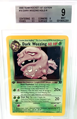 2000 Pokemon Team Rocket's 1st Edition Rare Holo Card Dark Weezing BGS 9 Mint - Image 1