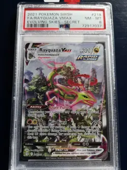 Pokemon Swsh alt art holo Evolving skies Rayquaza Vmax Eng PSA8 NM-MT - Image 1
