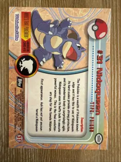 Nidoqueen #31 1999 Pokemon Black Topps TV Animation Edition Series 1-Non Holo NM - Image 2