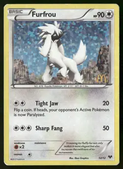 Furfrou 012/012 Holo Promo McDonald's Promos 2014 Pokemon Damaged - Image 1