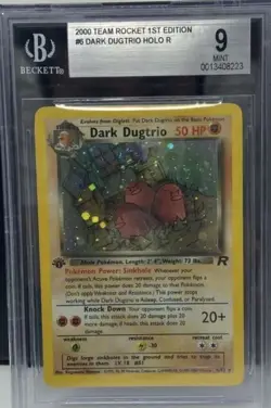 2000 Pokemon Team Rocket 1st Edition Dark Dugtrio HOLO R SWIRL BGS 9 - Image 1