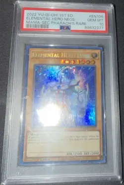 Yugioh 1st Edition Elemental Hero Neos MAMA-EN106 PSA 10 Secret Pharaoh's Rare - Image 1