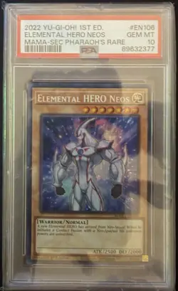 Yugioh 1st Edition Elemental Hero Neos MAMA-EN106 PSA 10 Secret Pharaoh's Rare - Image 2