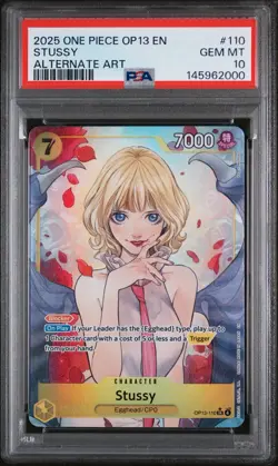 2025 ONE PIECE OP13-CARRYING ON HIS WILL ALTERNATE ART #110 STUSSY PSA 10 - Image 1