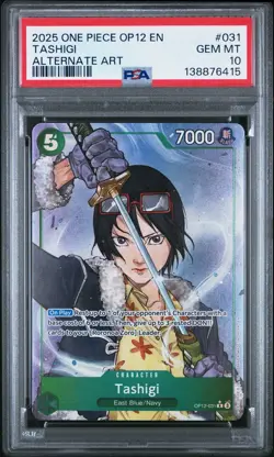 2025 ONE PIECE OP12-LEGACY OF THE MASTER ALTERNATE ART #031 TASHIGI PSA 10 - Image 1
