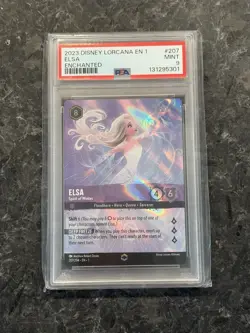 Disney Lorcana 2023 Eng Chapter 1 ENCHANTED ELSA, SPIRIT OF WINTER #207 PSA 9 MT - Image 1