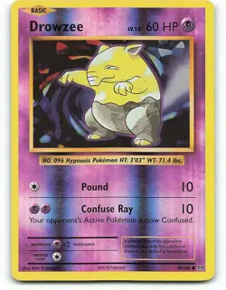 POKEMON CARD REVERSE HOLO DROWZEE 49/108 NO 096 HYPNOSIS POKEMON TCG CCG - Image 1