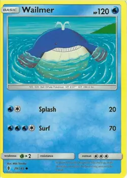POKEMON CARD WAILMER 29/145 NO 320 BALL WHALE POKEMON TCG CCG - Image 1