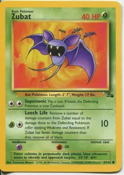 POKEMON CARD ZUBAT 57/62 NO 041 BAT POKEMON TCG CCG - Image 1