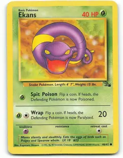 POKEMON CARD EKANS 46/62 NO 023 SNAKE POKEMON TCG CCG - Image 1