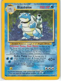 Blastoise 2/130 Holo Rare Base Set 2 Pokemon DMG Sugimori - Image 1