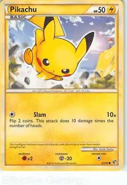 Pikachu 61/90 Common HGSS Undaunted Pokemon LP Saitou - Image 1