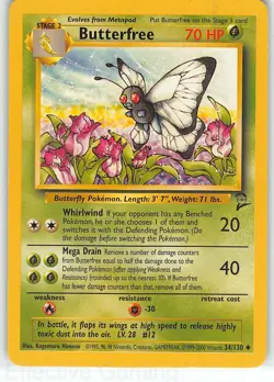 Butterfree 34/130 Uncommon Base Set 2 Pokemon LP Himeno - Image 1