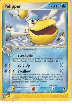 Pelipper 19/109 Rare Ruby & Sapphire Pokemon LP Saitou - Image 1