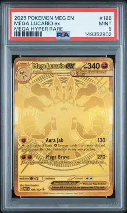 Pokemon-Mega Evolution-Mega Lucario EX-188/132-Hyper Rare Holo-PSA 9 - Image 5