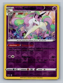 Galarian Rapidash 082/202 Rare Sword & Shield Reverse Holo LP 2020 Free Shipping - Image 1
