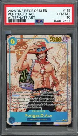 PSA 10 Portgas D. Ace (Alt Art) Carrying On His Will OP13-119 EN One Piece B2 - Image 1
