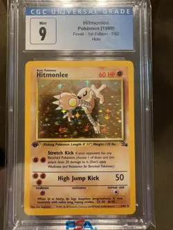 1999 Pokemon TCG Fossil Hitmonlee Holo 1st Edition CGC 9 7/62 Card Stock - Image 1