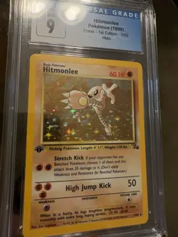 1999 Pokemon TCG Fossil Hitmonlee Holo 1st Edition CGC 9 7/62 Card Stock - Image 3