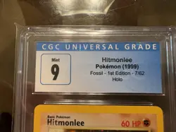 1999 Pokemon TCG Fossil Hitmonlee Holo 1st Edition CGC 9 7/62 Card Stock - Image 5