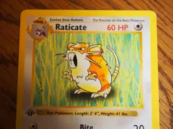 Pokemon 1999 1st Edition Shadowless Base Raticate uncommon card - Image 3