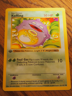 Pokemon 1999 1st Edition Shadowless Base Koffing common card - Image 1