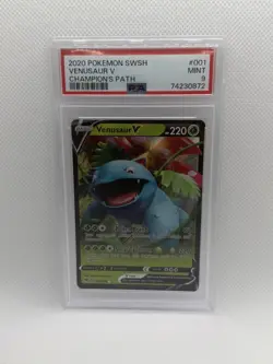 2020 Pokemon SWSH Champion's Path Venusaur v Ultra Rare Card 001/073 PSA 9 - Image 1