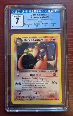 2000 POKEMON TEAM ROCKET #4 DARK CHARIZARD HOLO CGC 7 - Image 1