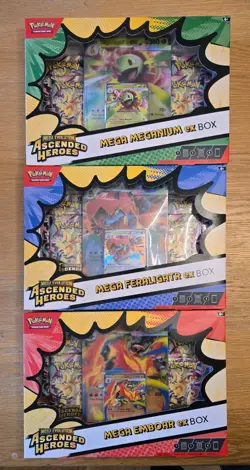 3x Pokemon TCG Ascended Heroes - Mega Ex Box’s, 1 Of Each - New And Sealed - Image 1