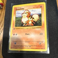 Pokemon TCG Growlithe 28/102 Base Set Shadowless 1st Ed 60HP - Image 1