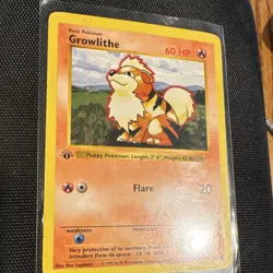 Pokemon TCG Growlithe 28/102 Base Set Shadowless 1st Ed 60HP - Image 3