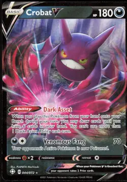 Crobat V 044/072 Holo V Rare Shining Fates Pokemon Holo Near Mint - Image 1