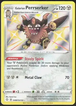Galarian Perrserker SV087/SV122 Shining Fates Shiny Vault Pokemon Holo NM - Image 1