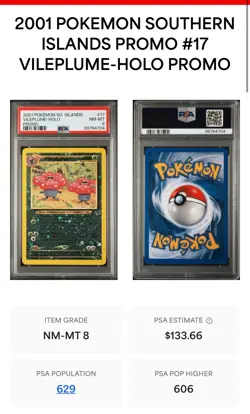 2001 Pokemon Southern Islands Vileplume Holo Reverse #17/18 PSA 8 NM-MT VINTAGE! - Image 3