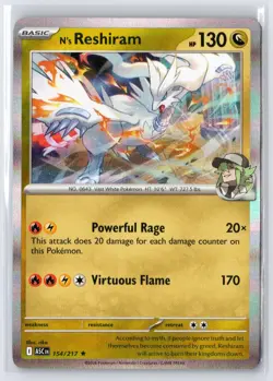 N's Reshiram 154/217 Rare Ascended Heroes Pokemon Holo Near Mint - Image 1
