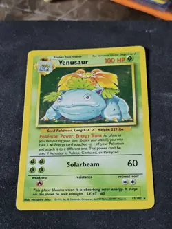 Pokemon TCG Venusaur Base Set Unlimited Holo Rare 15/102 MP - Image 1