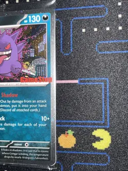 Pokemon TCG Gengar 050/088 Reverse Holo GAMESTOP PROMO air pocket left side - Image 4