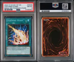 2022 YU-GI-OH! MAMA-Sec Pharaoh Rare #EN089 LIGHTNING STORM PSA 8 - Image 3