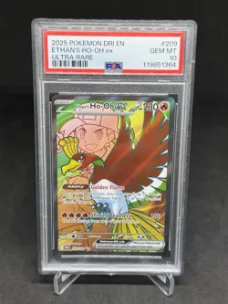 Pokemon Destined Rivals Ethan’s Ho-Oh Ex Ultra Rare 209/182 PSA 10 - Image 1