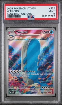 2025 POKEMON JTG EN-JOURNEY TOGETHER ILLUSTRATION RARE #162 WAILORD PSA 9 - Image 1