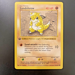 Sandshrew 62/102 1st Edition Shadowless Base Set Regular NM - Pokemon Card - Image 1