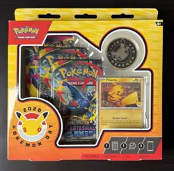 Pokemon Day 2026 Collection Box Pikachu Promo Card Coin 3 Booster Packs - Image 1